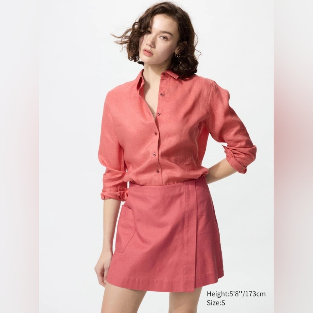Pink Linen Blend Skort